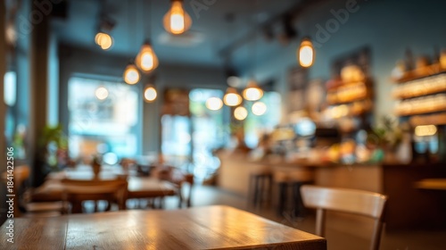 Wallpaper Mural Blurred Cafe Interior with Wooden Tables and Warm Lighting Creating Cozy Atmosphere and Soft Background Torontodigital.ca