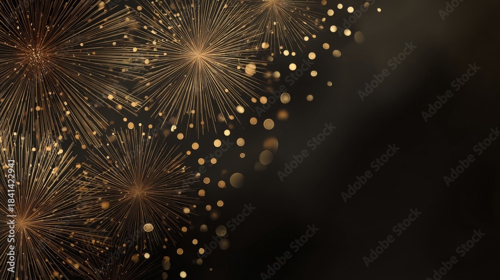 Fototapeta premium gold fireworks on soft black gradient