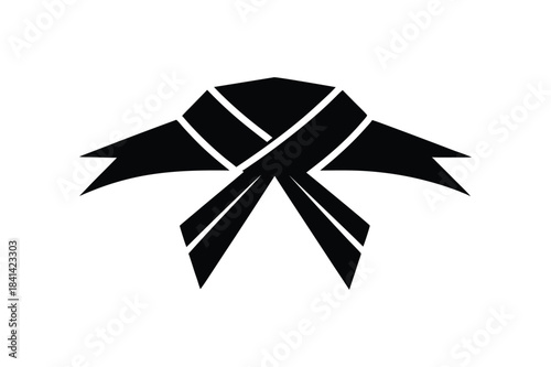 Black traditional japanese kimono obi bow silhouette forming a graceful ribbon design Vector illustration