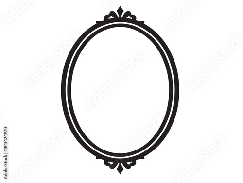 Oval Text Frame Frame in silhouette white background..