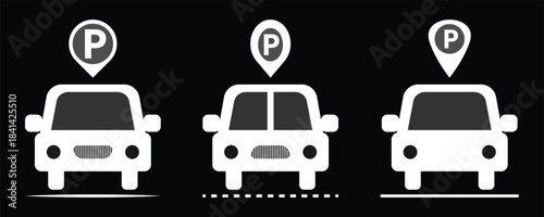Car parking sign, parking icon vector