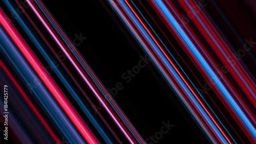 Colorful neon diagonal streaks generating a smooth, rapid motion effect on a dark digital backdrop, offering a futuristic abstract design great for techno edits, cyberpunk visuals, high-speed backgrou