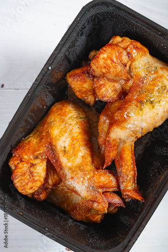 top view fried chicken wing at vertical composition