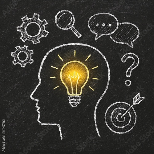 Idea generation and problem solving concept drawing