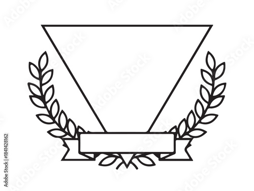 Triangle Text Badge Frame in silhouette white background.