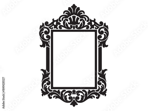Victorian Ornate Frame in silhouette white background.