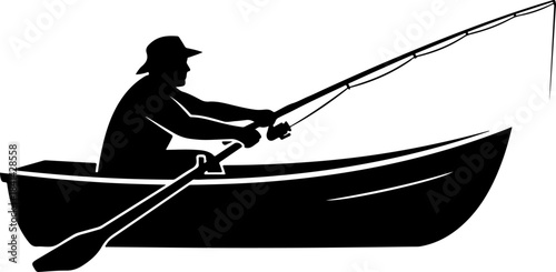Fisherman Catching a Big Fish Silhouette