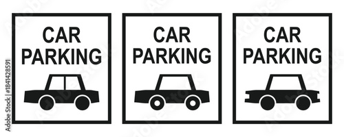 Parking sign icon set simple design.
