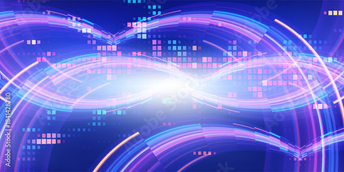 Fueling Dreams, Driving Change: A Cutting-Edge Futuristic Background with 3D Elements and Dynamic Lines for High-End Technology Events