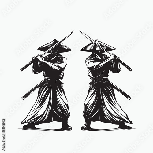 two knights with samurai swords