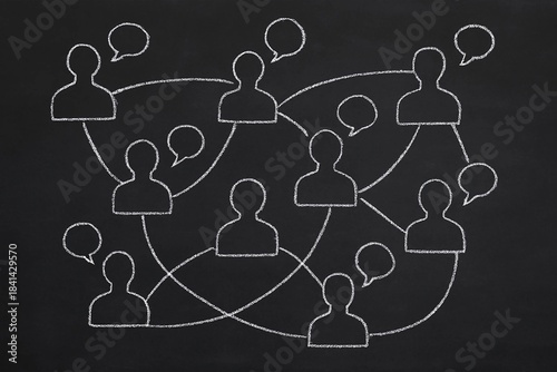 Social network connection concept drawn on chalkboard