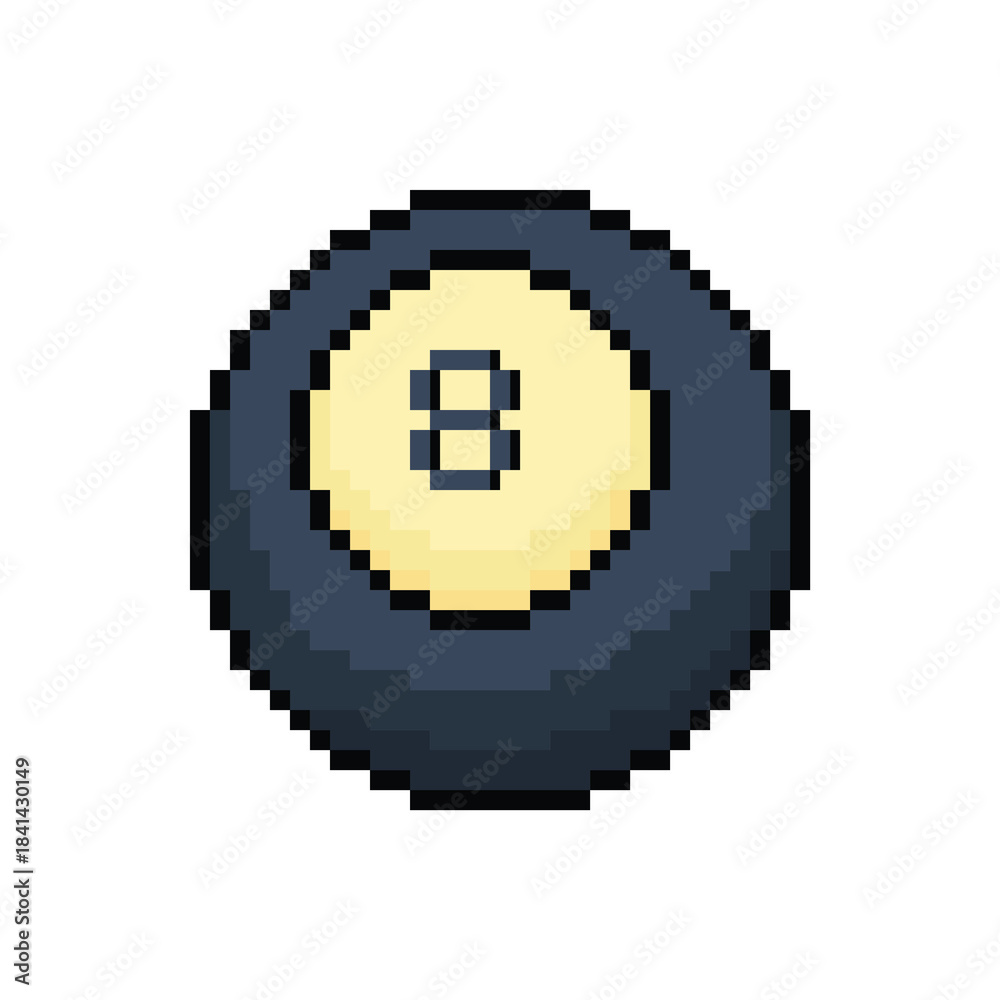 Obraz premium pixel art billiard ball 8 bit vector icon for computer game logo 