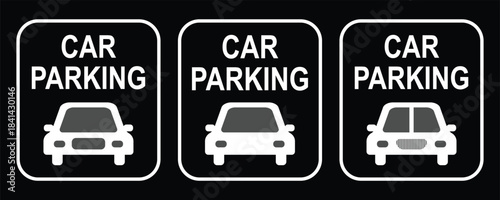 Parking icons set with symbols for various vehicle services