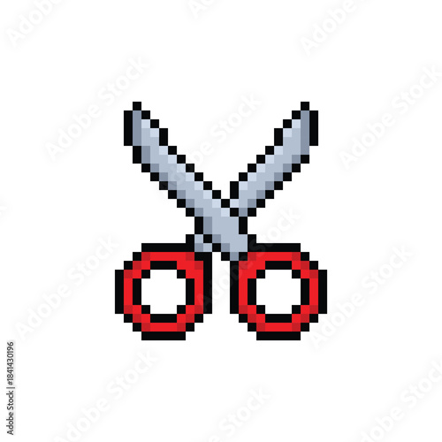 pixel art scissors 8 bit vector icon for computer game logo	