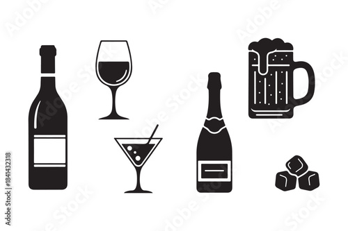 Collection of alcoholic beverage icons and symbols