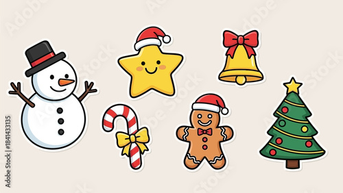 Set of Cute Hand-Drawn Christmas Holiday Elements