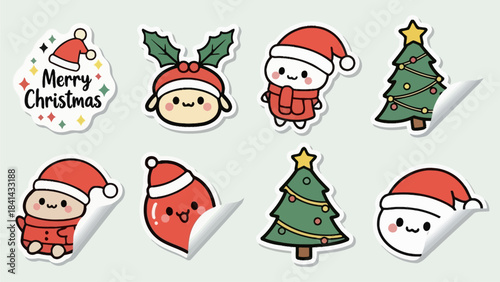 Set of Cute Hand-Drawn Christmas Holiday Elements
