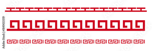 Chinese Oriental Border Vector Icon Set, Traditional Asian Japanese Decorative Corners, Festive Ornaments, and Classic Separator Elements
