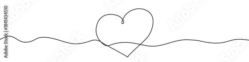 Drawing of a heart outline in one line art style. Illustration of a love symbol with editable stroke. Vector illustration.