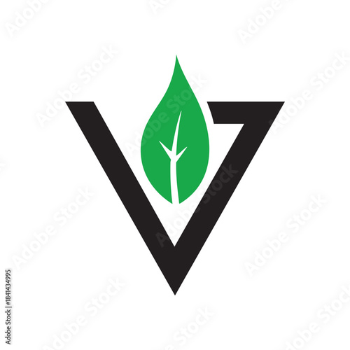 Letter V logo combined with a leaf symbol