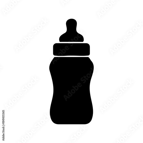 Baby bottle silhouette vector flat design on white background.