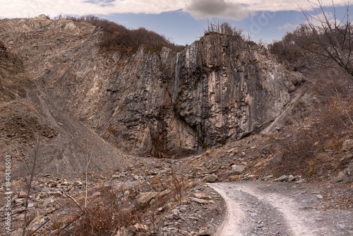 High Ilisu waterfall in the city of Gakh. Azerbaijan.