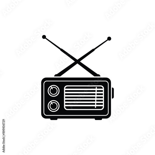 Black and white music icons and equipment illustrations