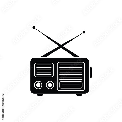 Black and white music icons and equipment illustrations
