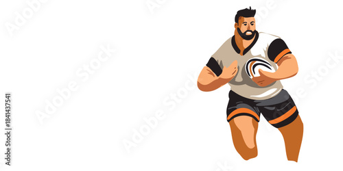 american football player action banner illustration, copy space