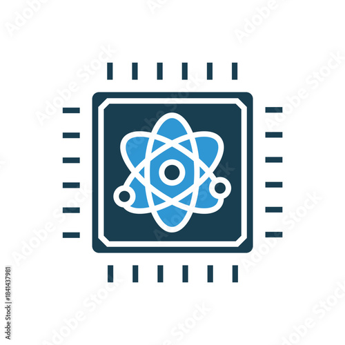 quantum computing icon icons outline and Flat Style,transparent background