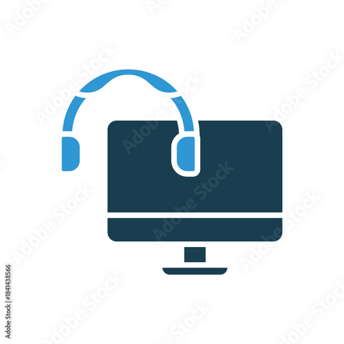 virtual assistant icons outline and Flat Style,transparent background