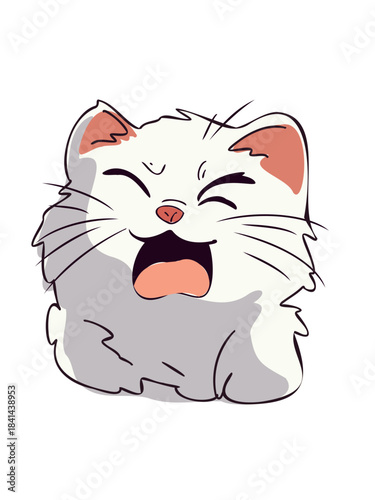 adorable kitten yawning illustration