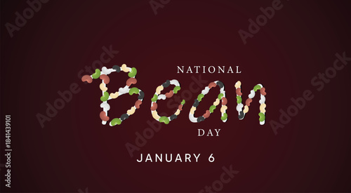 Creative bean-text typography design celebrating National Bean Day with artistic style