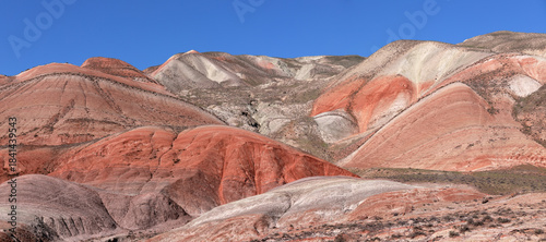 Beautiful mountains with red soil in Khizi. Azerbaijan.