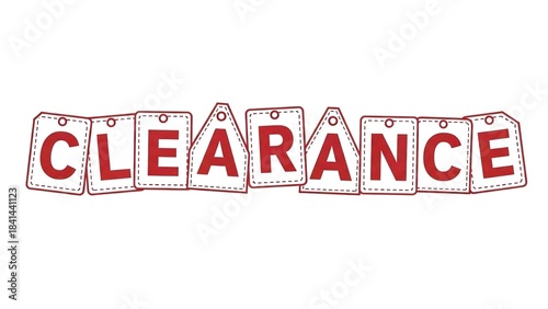 Eye-catching 'Clearance' text presented on individual red sales tags, ideal for retail marketing campaigns and special offers