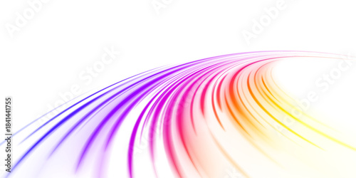 Light rays speed through cyberspace with neon blue waves. Dynamic motion and glowing sparkles in a futuristic abstract background.
