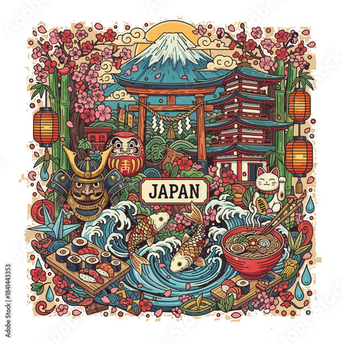 Vibrant Collage of Japanese Culture and Icons A Celebration of Tradition and Modernity