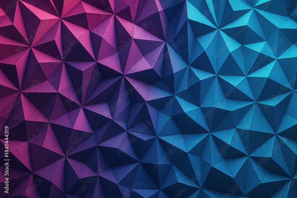Fototapeta premium Teal magenta 3D low poly geometric polygon background with vibrant faceted gradient abstract design