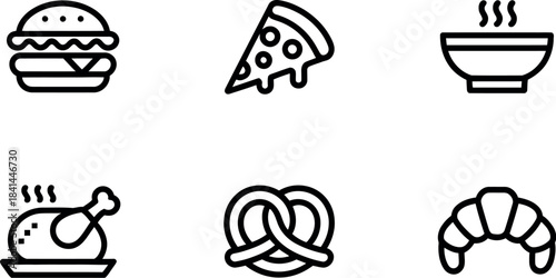 Food icons set isolated on vector