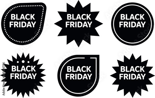Black friday sale labels isolated on