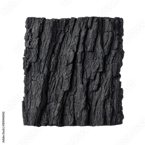 Dark, textured, weathered natural material with deep, irregular fissures