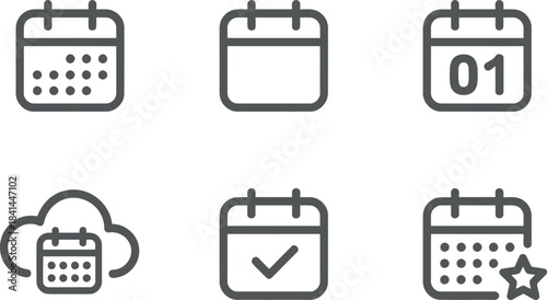 Calendar icon set isolated on