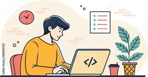 App Developer Coding Software on Laptop