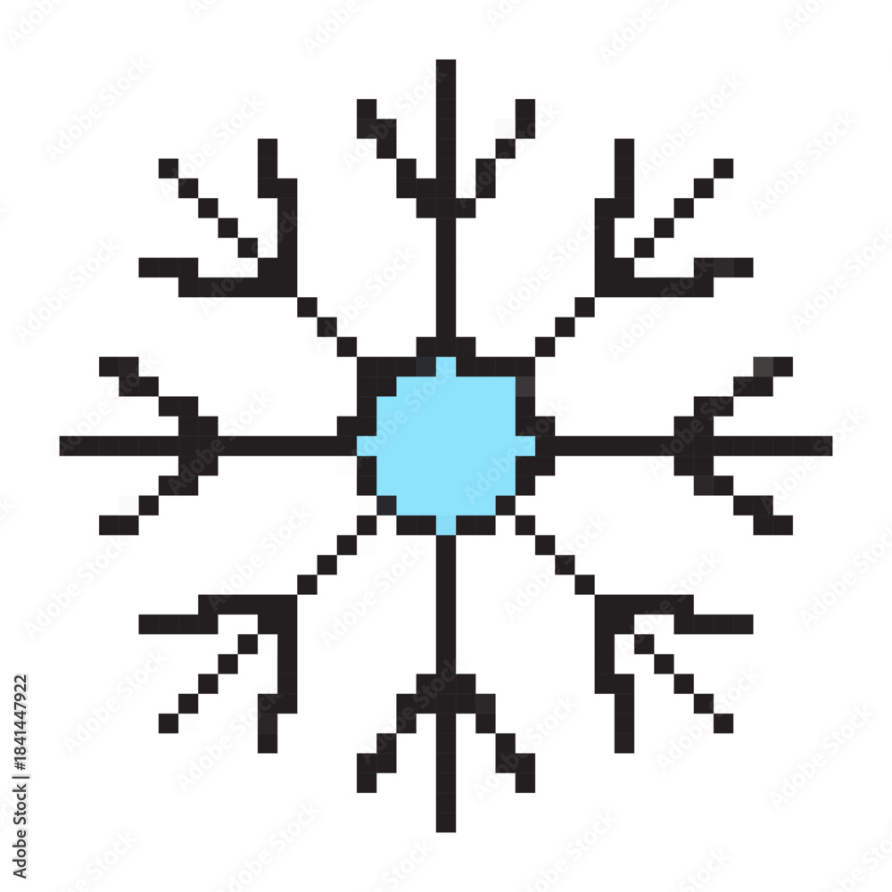 Fototapeta premium Pixel snowflake icon Christmas vector illustration