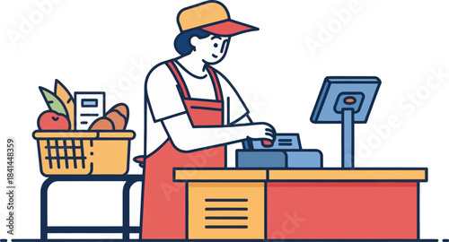 Cashier Scanning Item at Checkout Point of Sale