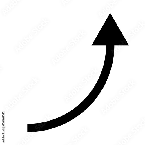 シンプルな右肩上がりのカーブの矢印