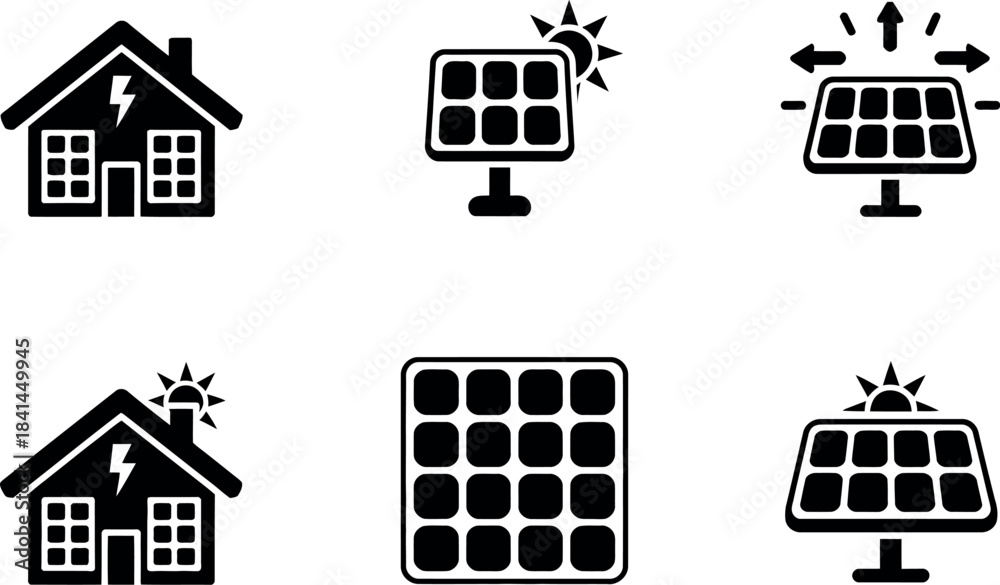 Obraz premium Solar panel icon set isolated on