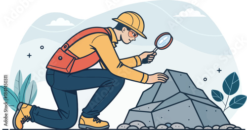 Geologist Examining Rock Sample Icon