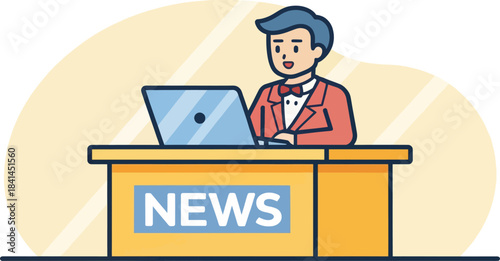 News Anchor Presenting Information Icon Isolated