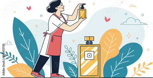 Perfumer Holding Fragrance Bottle Flat Icon